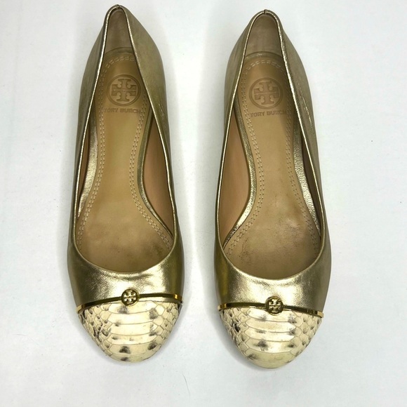 Tory Burch Gold Toe Cap Flats - Picture 1 of 11